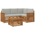 vidaXL Ensemble de canapés d'extérieur 5 pc Gris Naturel et Clair