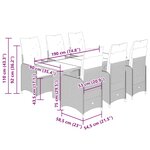 vidaXL Ensemble de bistro de jardin 7 Pièces coussins gris poly rotin