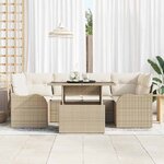 vidaXL Ensemble de canapé de jardin 7 Pièces Beige Poly Rattan