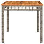 vidaXL Table de jardin gris 80x80x74 cm résine tressée et bois acacia