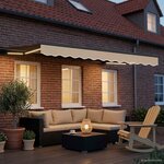 vidaXL Cadre de store manuel avec LEDs Beige et Anthracite 3 5 x 2 m