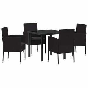 vidaXL Ensemble de salle à manger pour jardin 5 Pièces Noir polyrotin