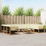 vidaXL Ensemble de canapés d'extérieur 10 Pièces Naturel et Crème