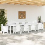 vidaXL Table de jardin pour repas Blanc 350 x 100 x 73 cm polyrotin