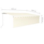 vidaXL Auvent rétractable manuel avec store et LED 5x3 m Crème