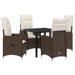 vidaXL Ensemble de salle à manger de jardin 5 pièces avec coussins Marron Poly Rattan