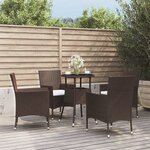vidaXL Ensemble de bistro de jardin 5 Pièces coussins marron poly rotin