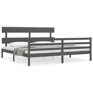 vidaXL Cadre de lit sans matelas gris 200x200 cm bois massif