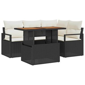 vidaXL Ensemble de salle à manger pour jardin 5 Pièces Noir  Crème