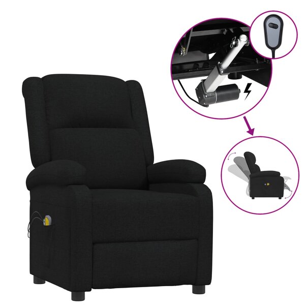 vidaXL Fauteuil électrique de massage Noir Tissu