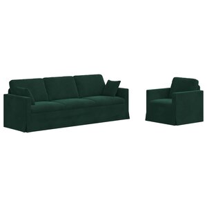 vidaXL Ensemble de Canapés 2 Pièces Vert foncé 228 x 78 x 80 cm Velours