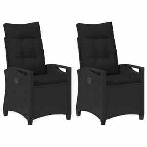 vidaXL Chaise de jardin 2 Pièces Noir 56 x 64 x 94 cm Acier et Polyester