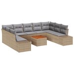 vidaXL Ensemble de Canapés de Jardin de 10 Pièces avec Coussins Beige Poly Rattan Acacia