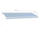 Vidaxl auvent automatique capteur de vent/led 500x300 cm bleu et blanc