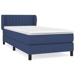 vidaXL Sommier à lattes de lit avec matelas Bleu 90x200 cm Tissu