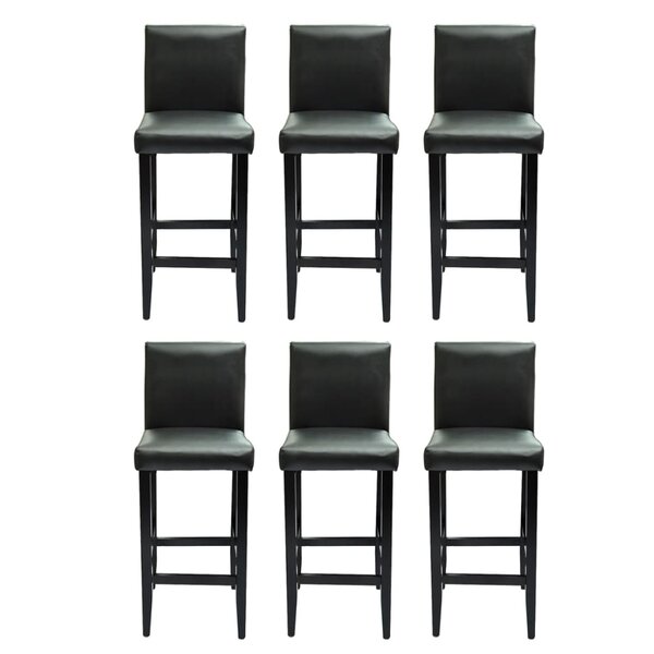 vidaXL Tabourets de bar lot de 6 noir similicuir