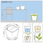 LECHUZA Jardinière Quadro 43 LS ALL-IN-ONE Blanc brillant 16180