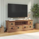 vidaXL Meuble TV Naturel 110 x 30 x 40 cm Bois de teck massif