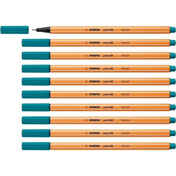 Stylo-Feutre POINT 88 Pointe Fine 0 4 mm turquoise x 10 STABILO