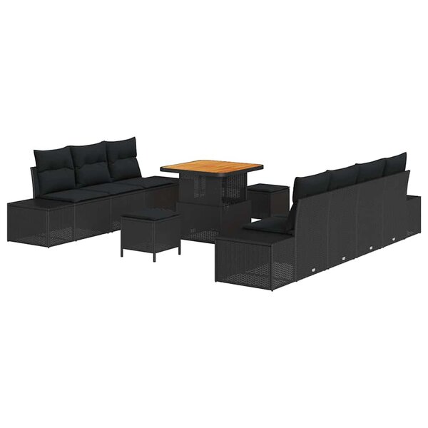 vidaXL Ensemble de canapé de jardin 10 Pièces Noir 80 x 80 x 71 cm