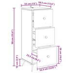 vidaXL Armoire à tiroirs Noir 33 x 34 5 x 90 cm Bois d'ingénierie