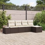 vidaXL Ensemble de canapé de jardin 5 Pièces Marron 55 x 62 x 69 cm