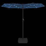 vidaXL Parasol de jardin à double tête avec LED bleu azuré 316x145 cm