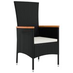vidaXL Ensemble de Salle à Manger de Jardin 7 Pièces avec Coussins Rattan Noir