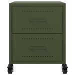 vidaXL Table de chevet vert olive 36x39x43 5 cm acier