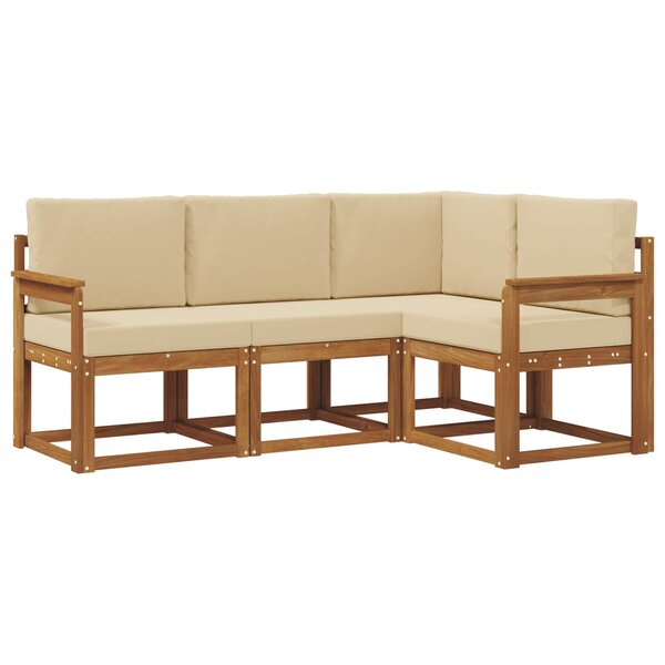 vidaXL Ensemble de canapés d'extérieur 4 pc Naturel et Beige