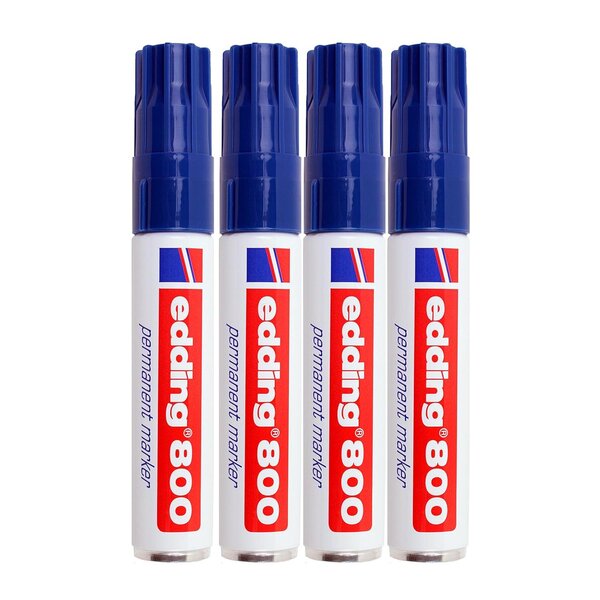 Marqueur Permanent 800 Corps Alu Bleu Pointe Biseau 4-12 mm x 4 EDDING