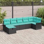 vidaXL Ensemble de canapé de jardin avec coussin 7 Pièces Poly rotin