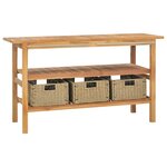 vidaXL Meuble de salle de bain avec 3 paniers Teck solide 132x45x75 cm
