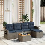 vidaXL Salon de jardin 6 Pièces avec coussins gris résine tressée