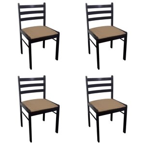 vidaXL Chaises à manger lot de 4 marron hévéa solide et velours