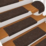 vidaXL Tapis d'escalier autocollants 30 pièces 65 x 21 x 4 cm Marron Bord rectangulaire