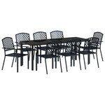 vidaXL Ensemble de Salle à Manger de Jardin 9 Pièces en Acier Anthracite