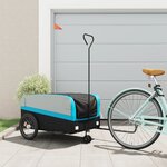 vidaXL Remorque de vélo noir et bleu 45 kg fer