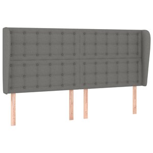 vidaXL Tête de lit avec oreilles Gris foncé 203x23x118/128 cm Tissu