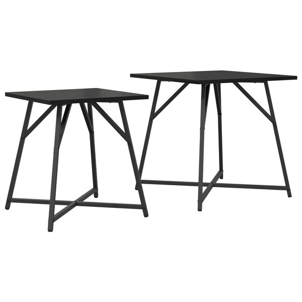 Table d'appoint vidaXL 2 pièces en bois d'ingénierie chêne noir et métal