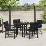 vidaXL Ensemble de salle à manger pour jardin 5 Pièces Noir Poly rotin