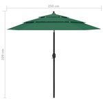 vidaXL Parasol de jardin à 3 niveaux avec mât en aluminium vert 2 5 m