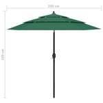 vidaXL Parasol à 3 niveaux avec mât en aluminium Vert 2 5 m