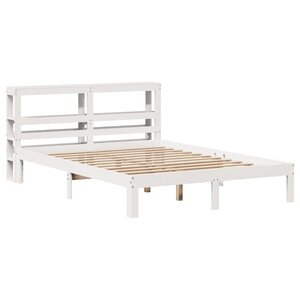 vidaXL Cadre de lit avec tête de lit blanc 135x190 cm bois pin massif