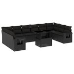 vidaXL Salon de jardin 11 Pièces avec coussins noir résine tressée