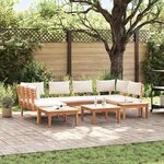 vidaXL Ensemble de banc de jardin avec coussin 4 Pièces Marron et Crème