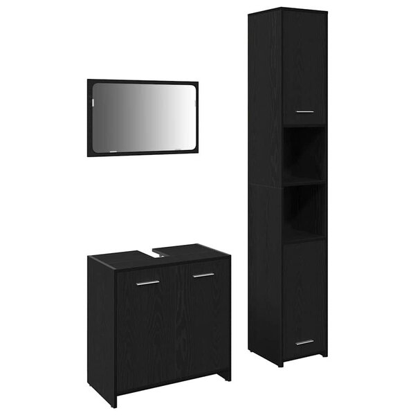 vidaXL Meubles de Salle de Bain 3 Pièces Chêne noir 30 x 30 x 183 5 cm