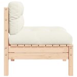vidaXL Canapé central de jardin avec coussins crème Bois de pin massif
