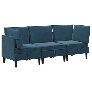 vidaXL Ensemble de meubles pour le salon 3 Pièces Bleu Velours