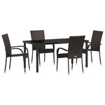 vidaXL Ensemble de salle à manger pour jardin 5 Pièces Marron Poly rotin